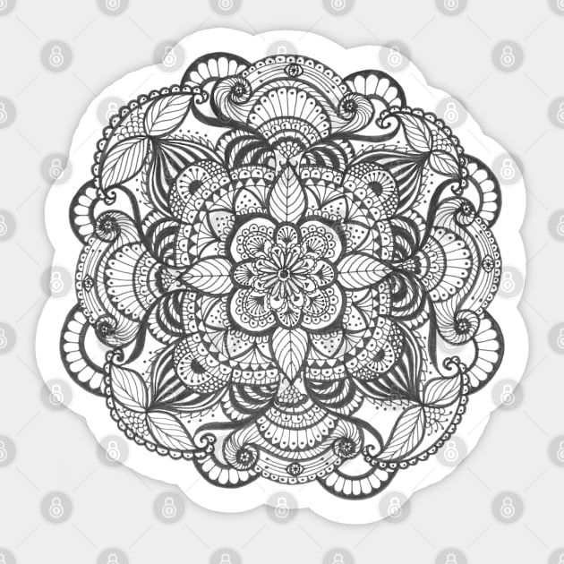 Black lineart mandala love doodle Sticker by Bloomartgallery